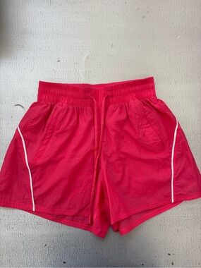 lululemon athletica Bright Pink Athletic Shorts with White Piping